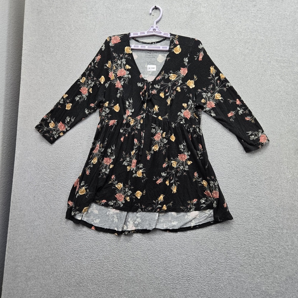 Torrid Women Dress 1 Black Floral Fit & Flare Super Soft Knit Grunge Witchy